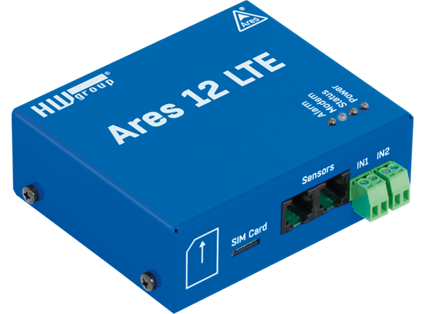 HWg-Ares 12 LTE-termometer, inkl. sensor med epost- og SMS-varsling