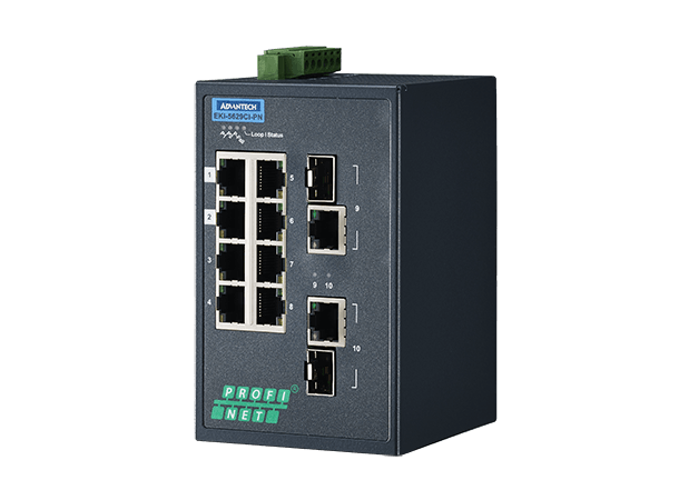 Advantech EKI-5629CI-PN 8-p 10/100, 2-p GbE/SFP, PROFINET