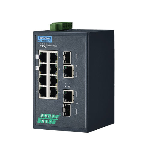 Advantech EKI-5629CI-PN 8-p 10/100, 2-p GbE/SFP, PROFINET