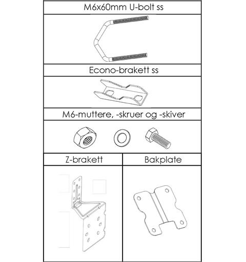 Tilbehørsett til XPOL-0002/0016 Monteringsett for feste til vegg/rør